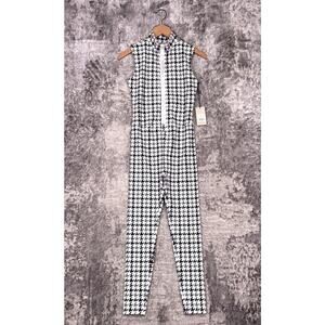 New Watskin Catsuit Small Womens Chloe Gray Houndstooth Sleeveless UPF 50